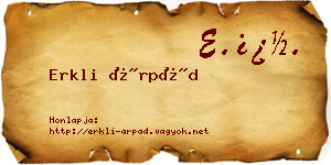 Erkli Árpád névjegykártya